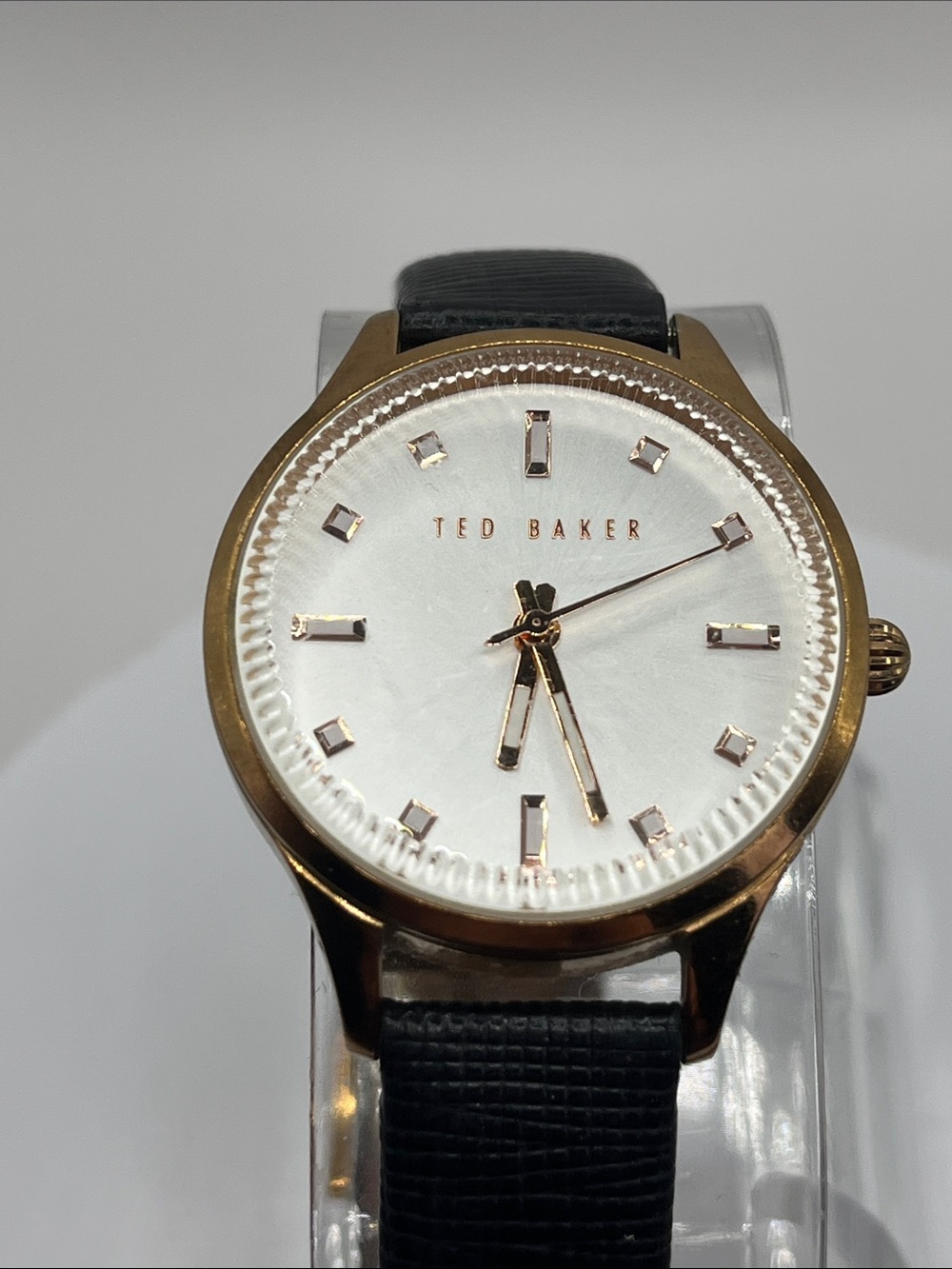 Ted Baker Gold-Tone Case White Dial Watch with Black Strap 31mm